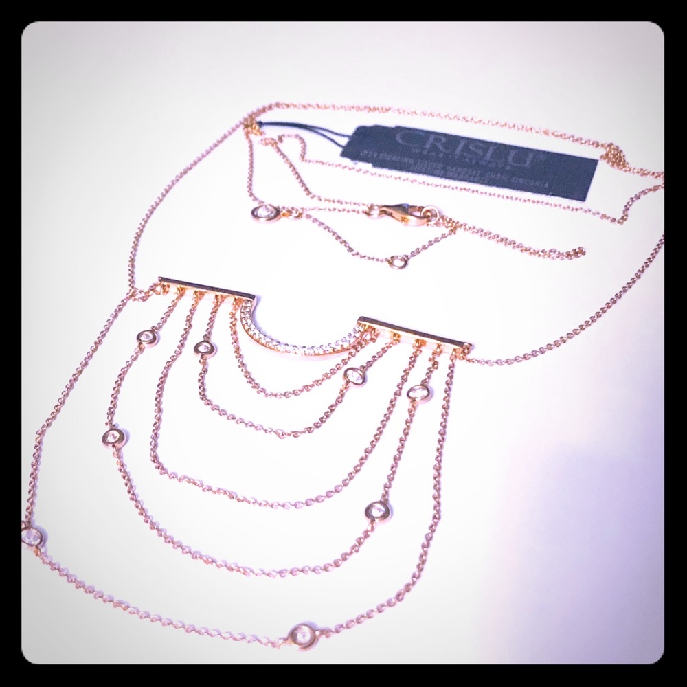 Crislu Cubic Zarconia Necklace, Rose Gold